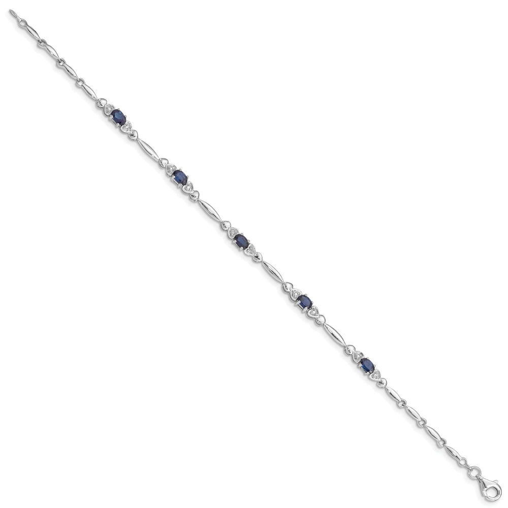 Lovely Rita's Bracelets Silver Polish Finish Sapphire Diamond Bracelet