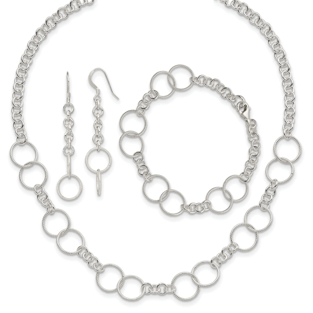 Lovely Rita's Bracelets Silver Polish Necklace Bracelet and Earring Set