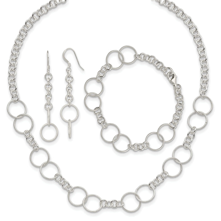 Lovely Rita's Bracelets Silver Polish Necklace Bracelet and Earring Set