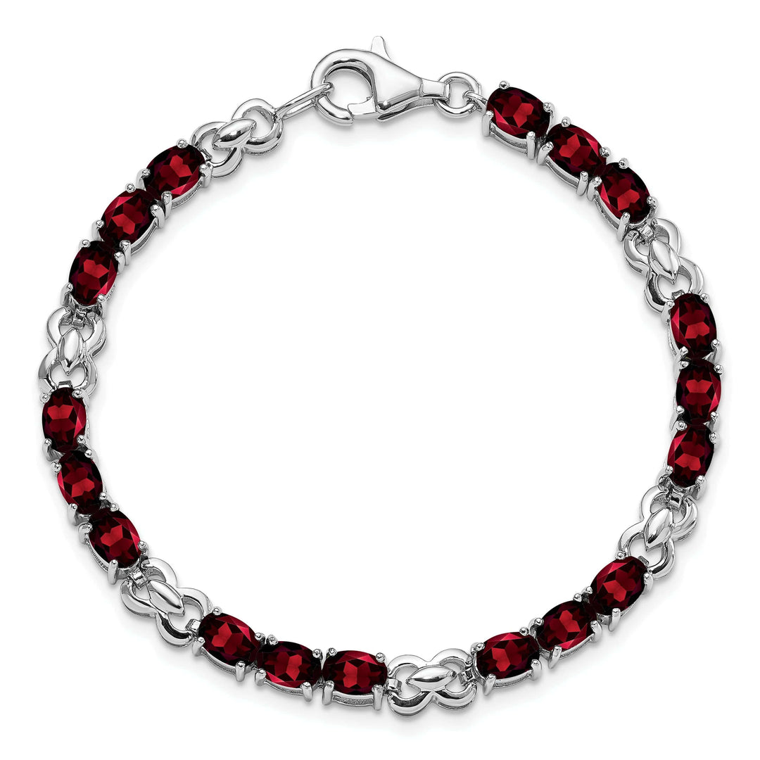Lovely Rita's Bracelets Silver Polish Oval Cut Garnet Gemstone Bracelet