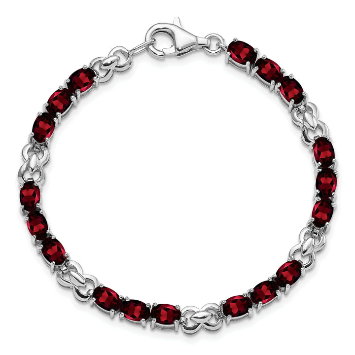 Lovely Rita's Bracelets Silver Polish Oval Cut Garnet Gemstone Bracelet
