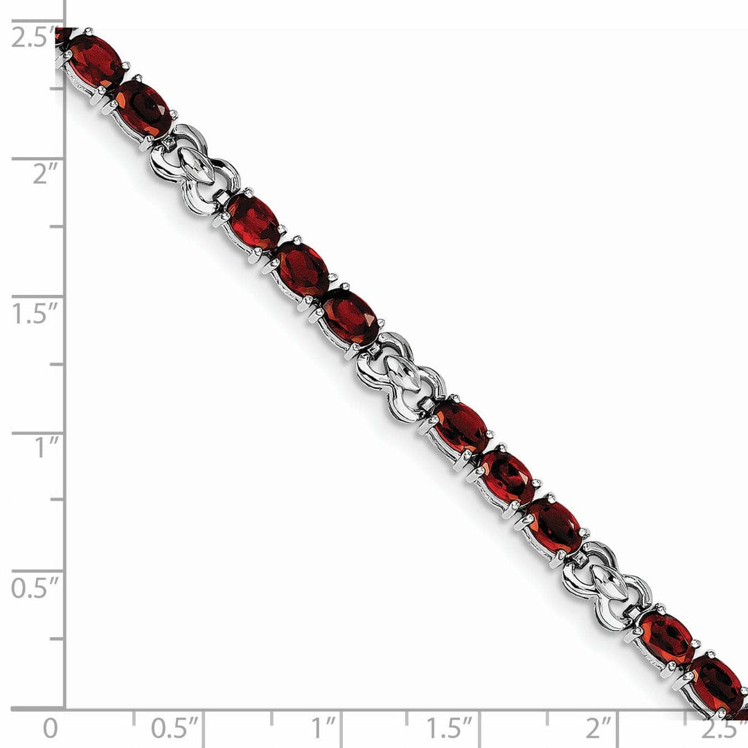 Lovely Rita's Bracelets Silver Polish Oval Cut Garnet Gemstone Bracelet