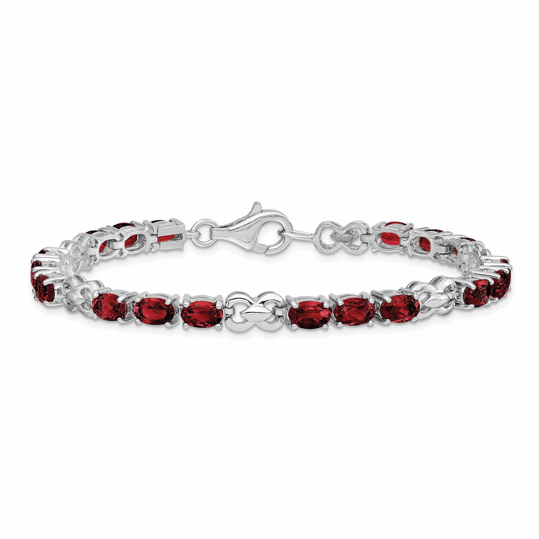 Lovely Rita's Bracelets Silver Polish Oval Cut Garnet Gemstone Bracelet