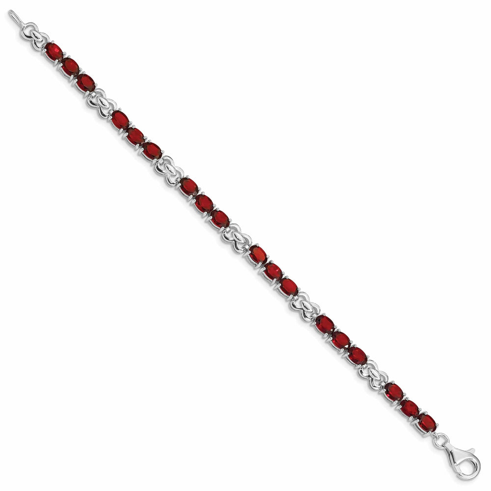 Lovely Rita's Bracelets Silver Polish Oval Cut Garnet Gemstone Bracelet