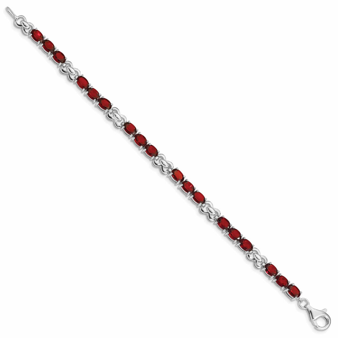 Lovely Rita's Bracelets Silver Polish Oval Cut Garnet Gemstone Bracelet