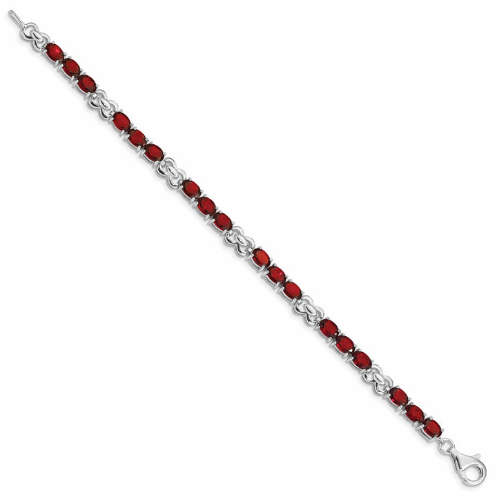 Lovely Rita's Bracelets Silver Polish Oval Cut Garnet Gemstone Bracelet