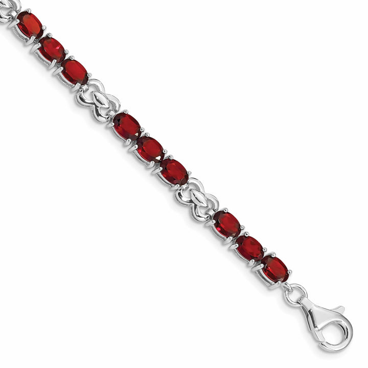 Lovely Rita's Bracelets Silver Polish Oval Cut Garnet Gemstone Bracelet