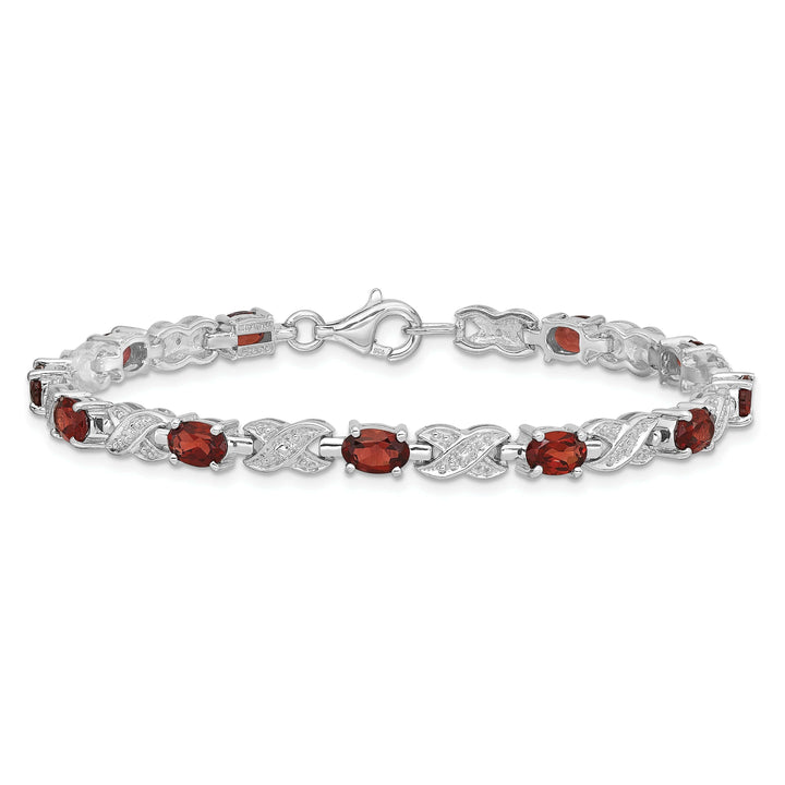 Lovely Rita's Bracelets Silver Polish Oval Cut Garnet Gemstone Bracelet