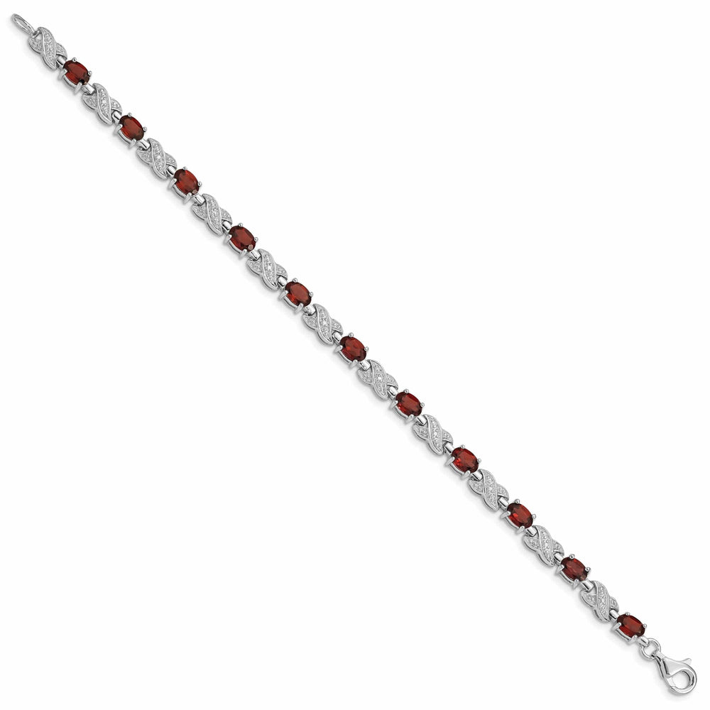 Lovely Rita's Bracelets Silver Polish Oval Cut Garnet Gemstone Bracelet