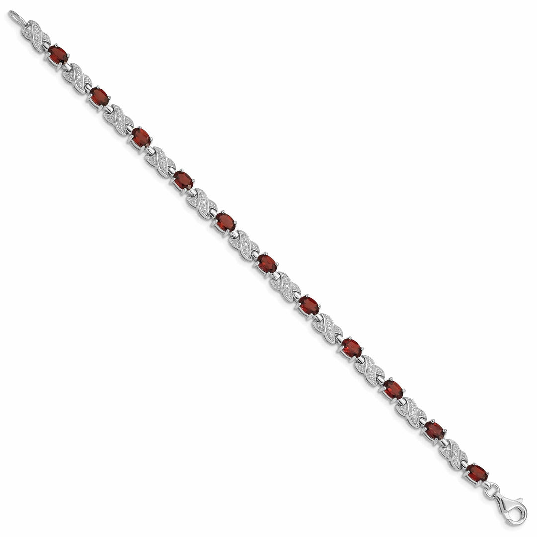 Lovely Rita's Bracelets Silver Polish Oval Cut Garnet Gemstone Bracelet
