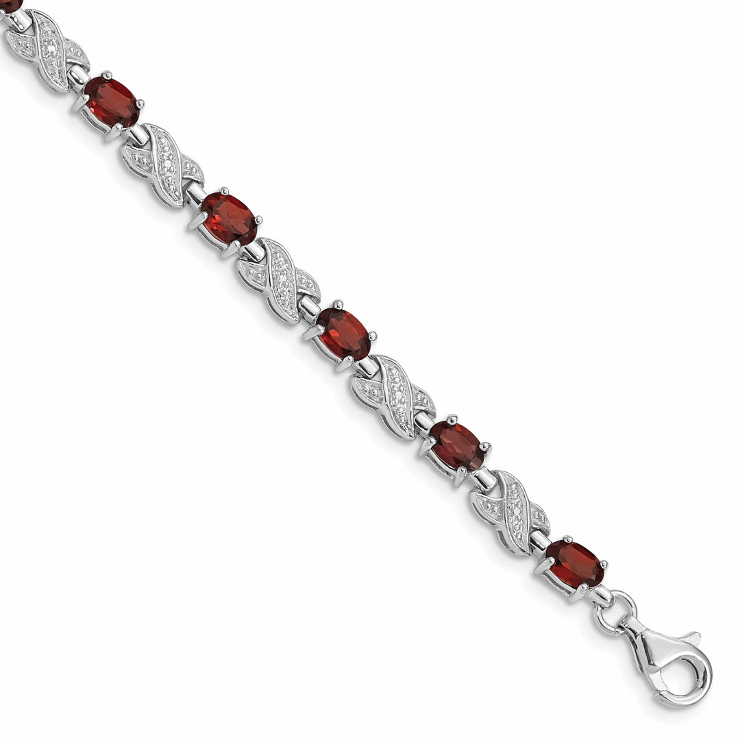 Lovely Rita's Bracelets Silver Polish Oval Cut Garnet Gemstone Bracelet