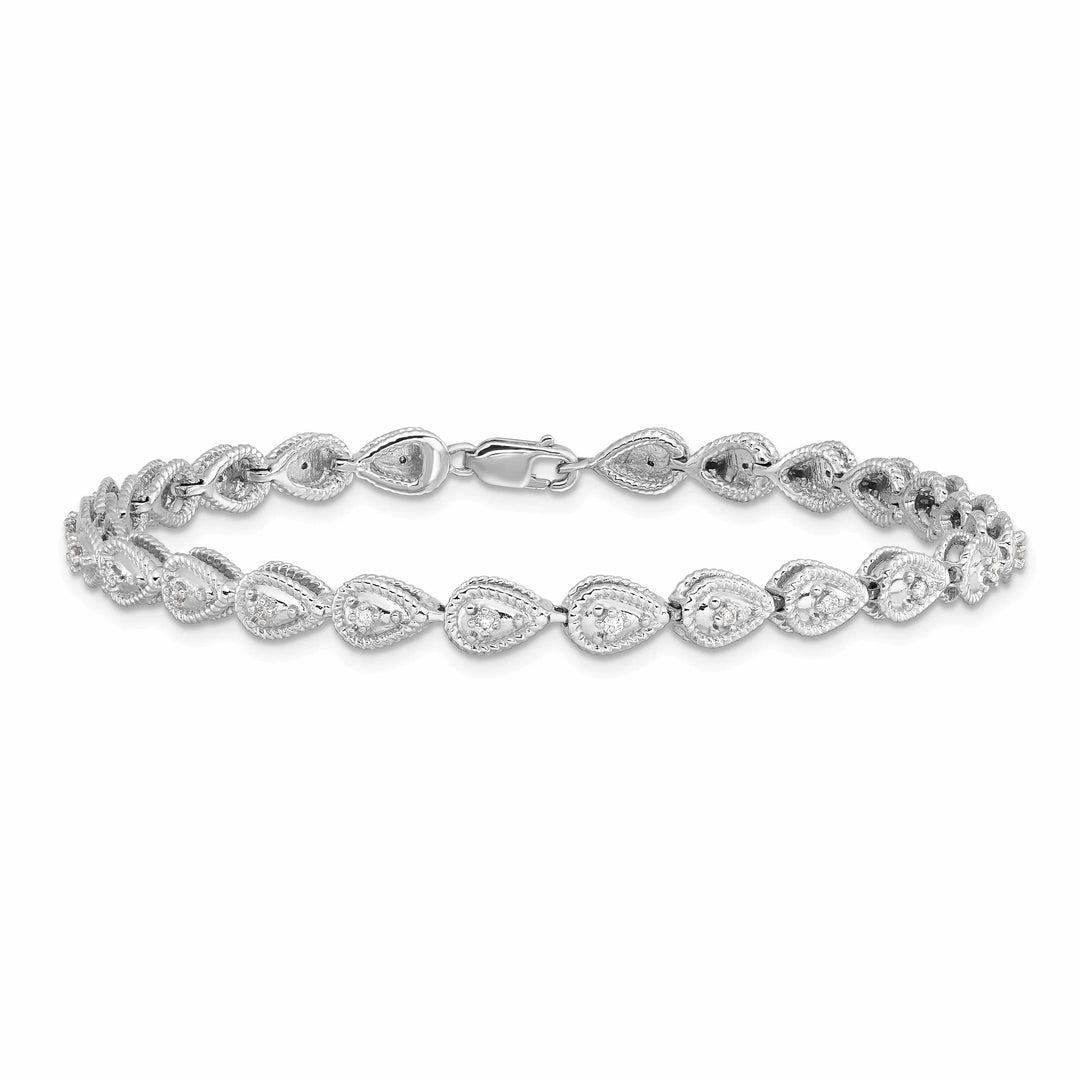 Lovely Rita's Bracelets Silver Polishe Finish Diamond Teardrop Bracelet