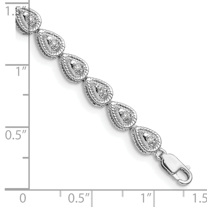 Lovely Rita's Bracelets Silver Polishe Finish Diamond Teardrop Bracelet