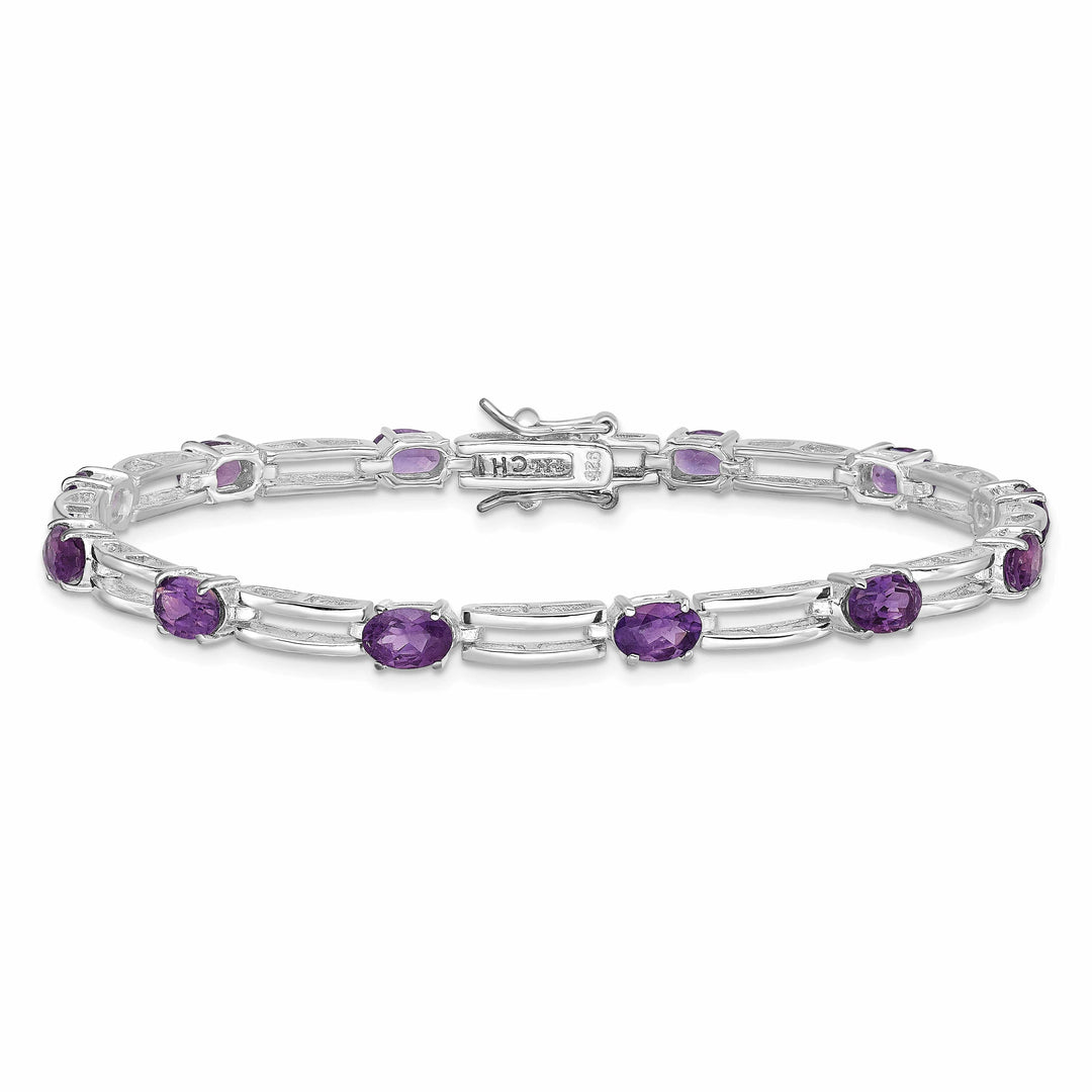 Lovely Rita's Bracelets Silver Polished Amethyst Gemstone Bracelet