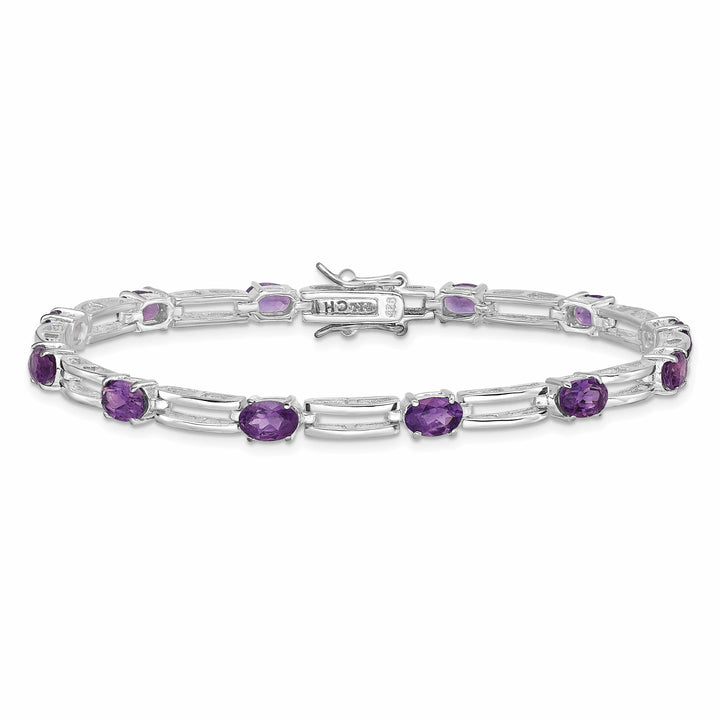 Lovely Rita's Bracelets Silver Polished Amethyst Gemstone Bracelet