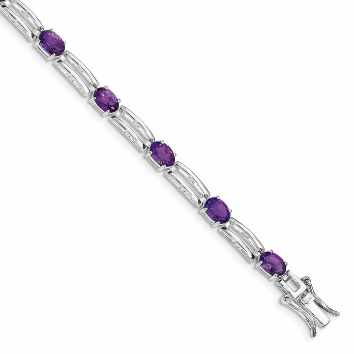 Lovely Rita's Bracelets Silver Polished Amethyst Gemstone Bracelet