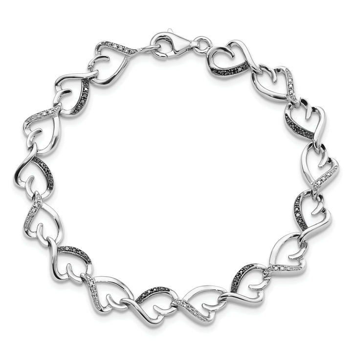 Lovely Rita's Bracelets Silver Polished Black White Diamond Bracelet