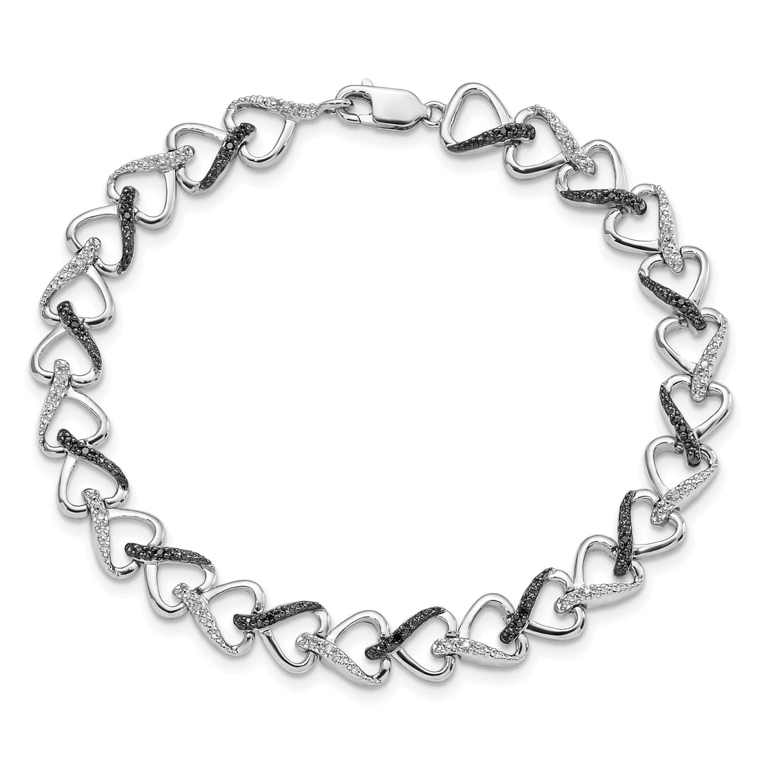 Lovely Rita's Bracelets Silver Polished Black White Diamond Bracelet
