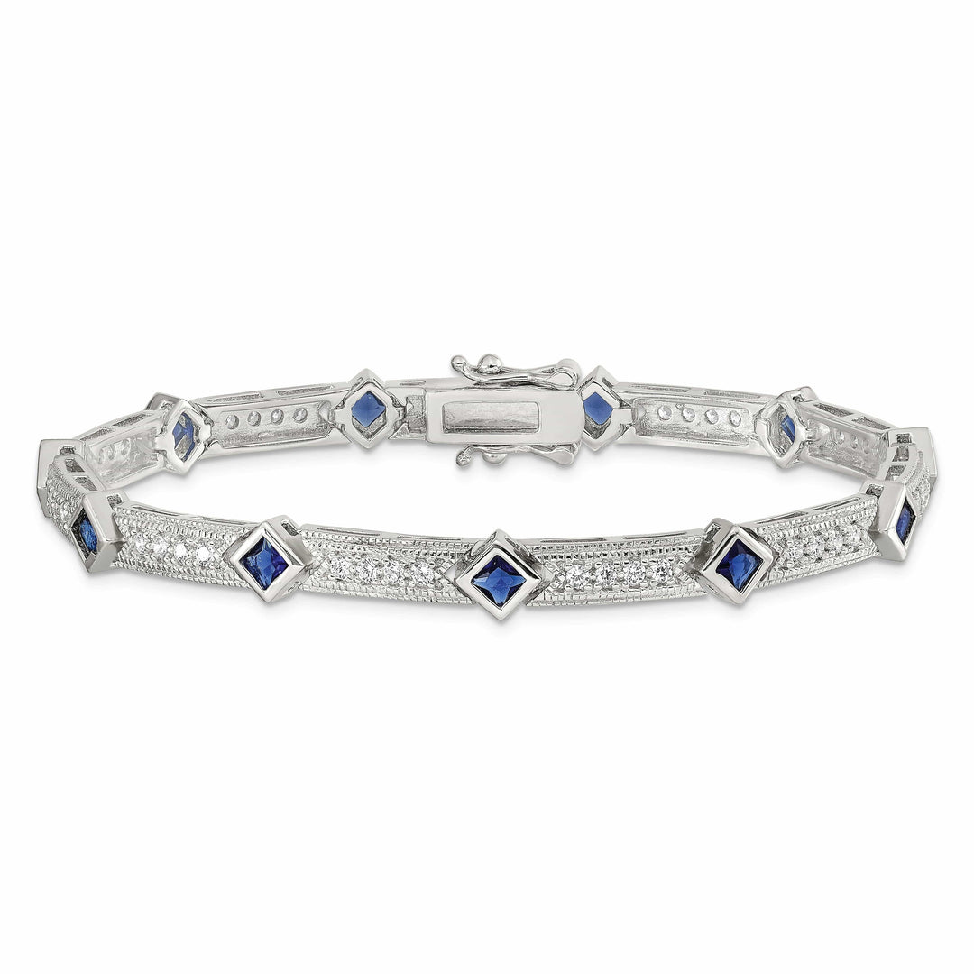 Lovely Rita's Bracelets Silver Polished Blue and Clear C.Z Bracelet