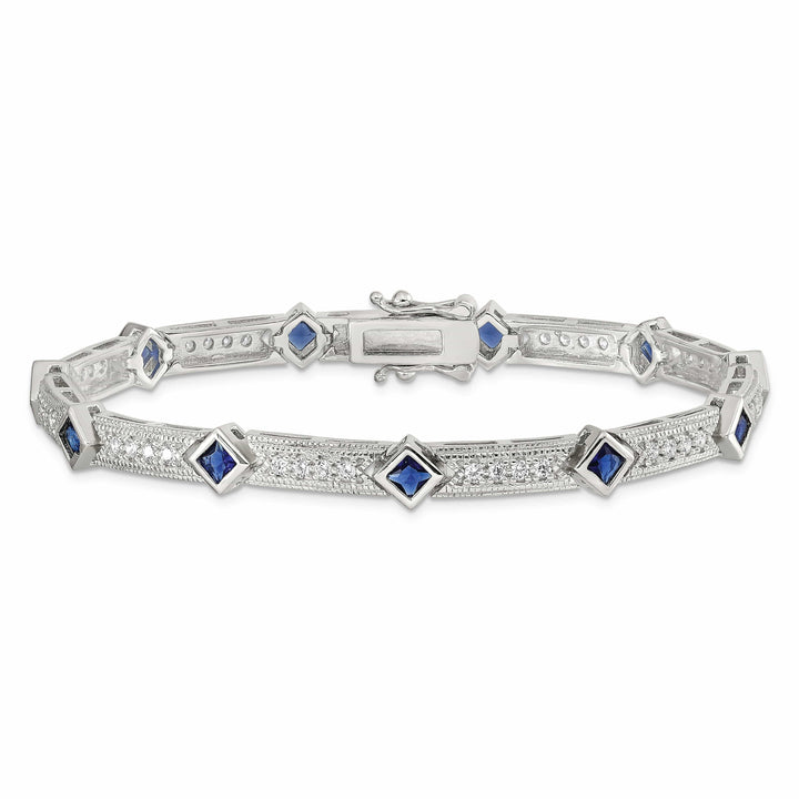 Lovely Rita's Bracelets Silver Polished Blue and Clear C.Z Bracelet