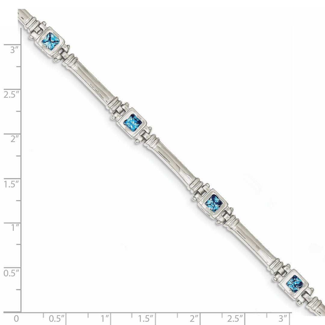 Lovely Rita's Bracelets Silver Polished Blue Topaz 5 Stones Bracelet