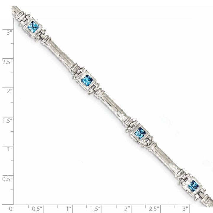 Lovely Rita's Bracelets Silver Polished Blue Topaz 5 Stones Bracelet