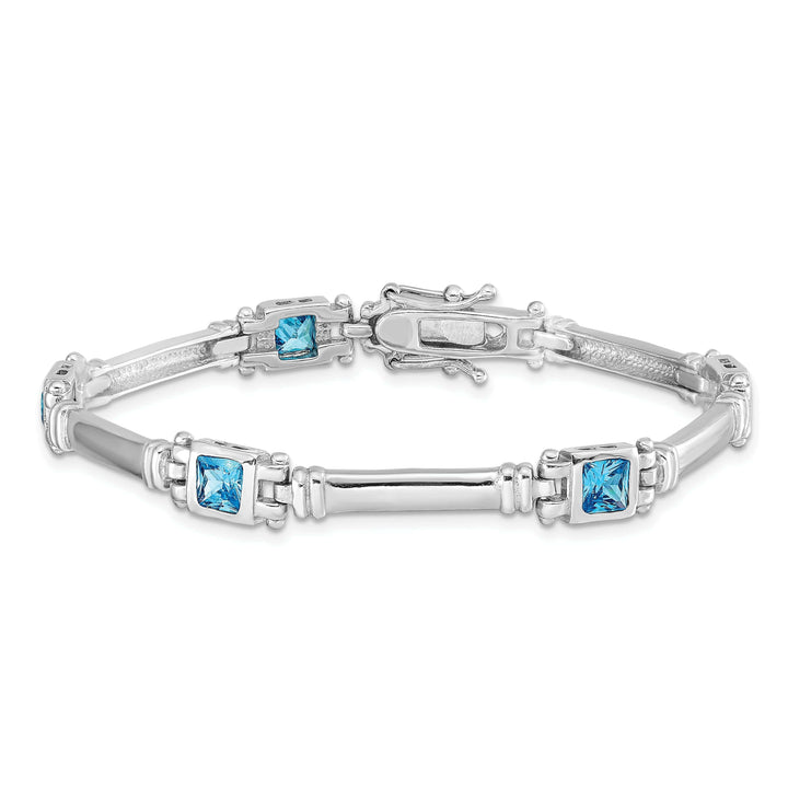 Lovely Rita's Bracelets Silver Polished Blue Topaz 5 Stones Bracelet
