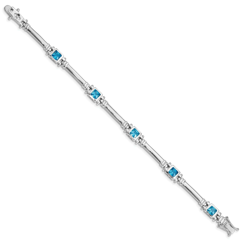 Lovely Rita's Bracelets Silver Polished Blue Topaz 5 Stones Bracelet