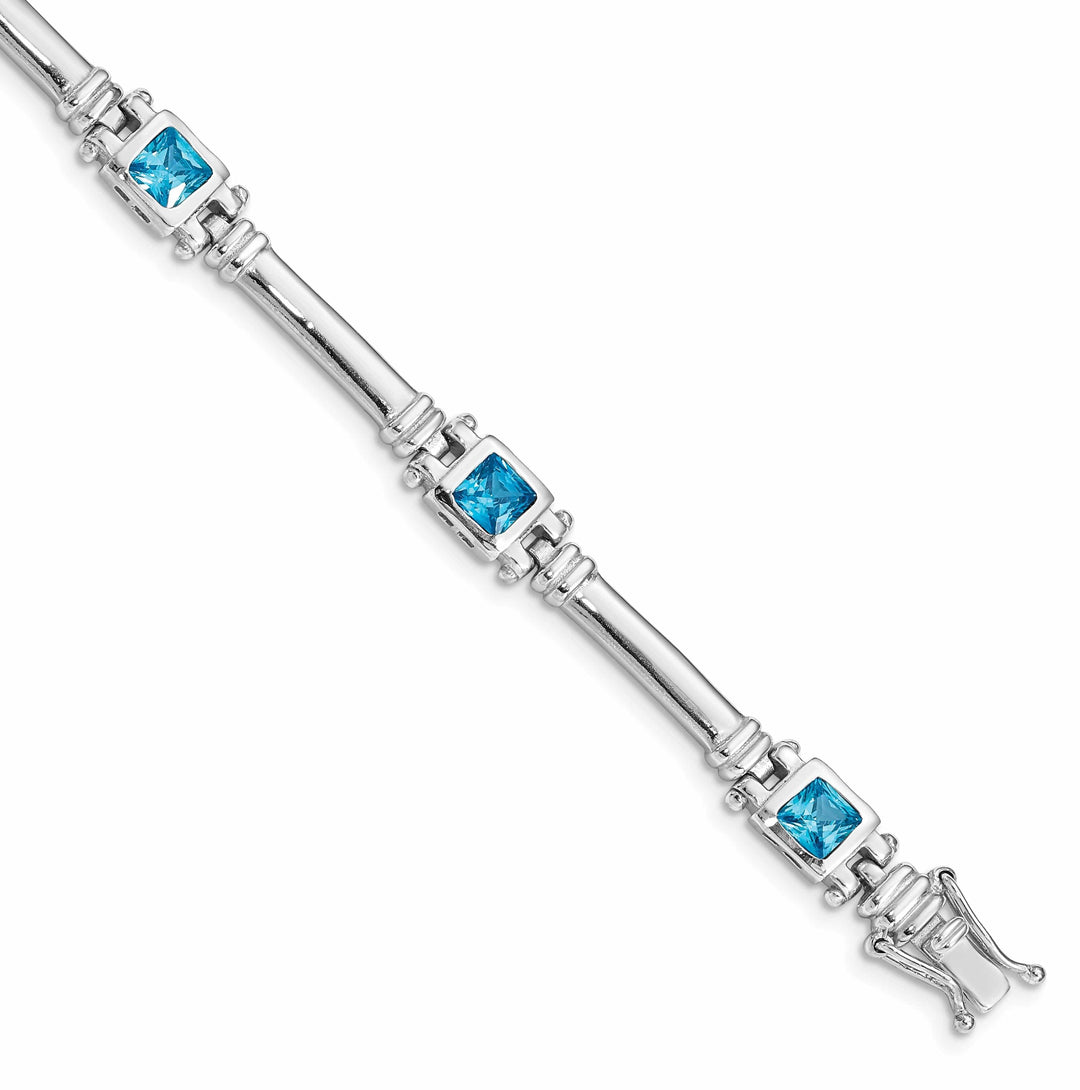 Lovely Rita's Bracelets Silver Polished Blue Topaz 5 Stones Bracelet