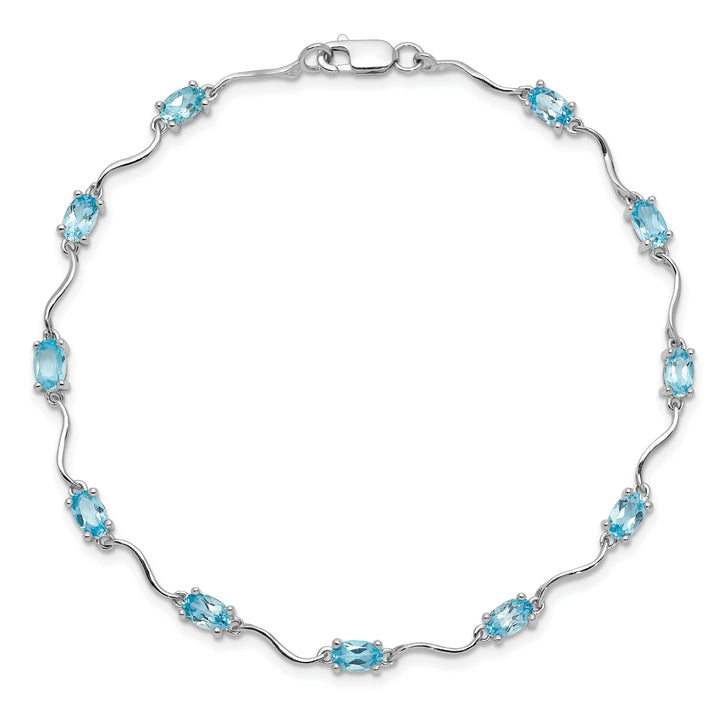 Lovely Rita's Bracelets Silver Polished Blue Topaz Gemstone Bracelet
