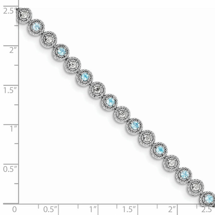 Lovely Rita's Bracelets Silver Polished Blue Topaz Gemstone Bracelet