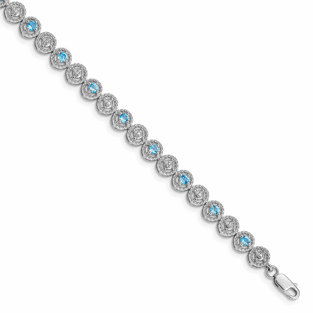 Lovely Rita's Bracelets Silver Polished Blue Topaz Gemstone Bracelet