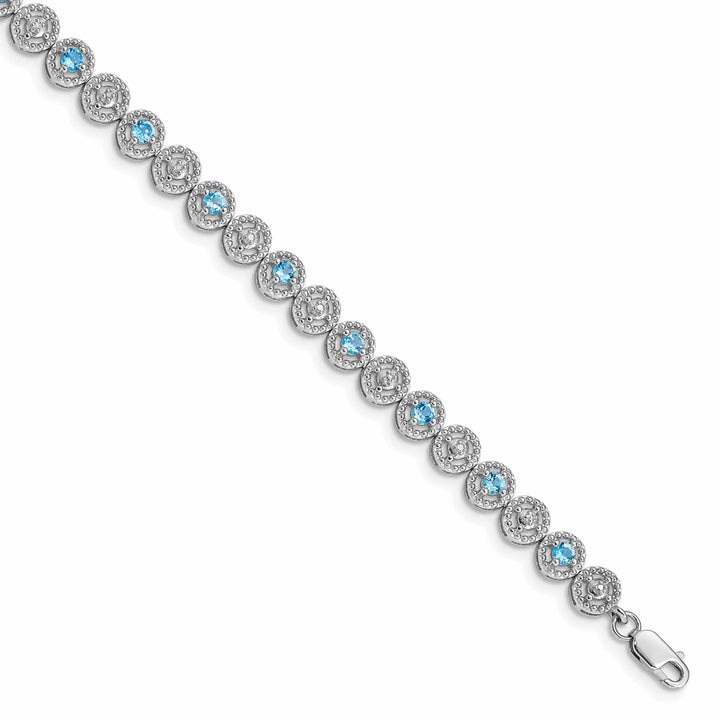 Lovely Rita's Bracelets Silver Polished Blue Topaz Gemstone Bracelet
