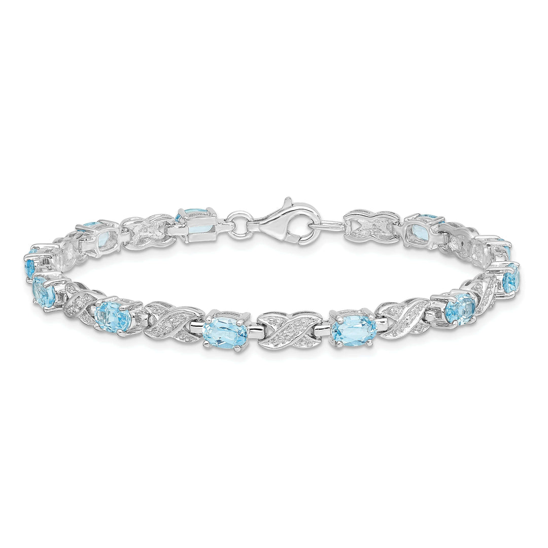 Lovely Rita's Bracelets Silver Polished Blue Topaz Gemstone Bracelet