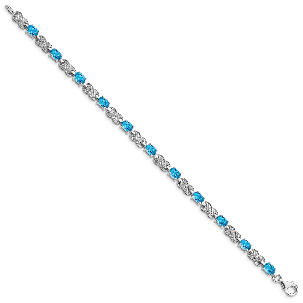 Lovely Rita's Bracelets Silver Polished Blue Topaz Gemstone Bracelet