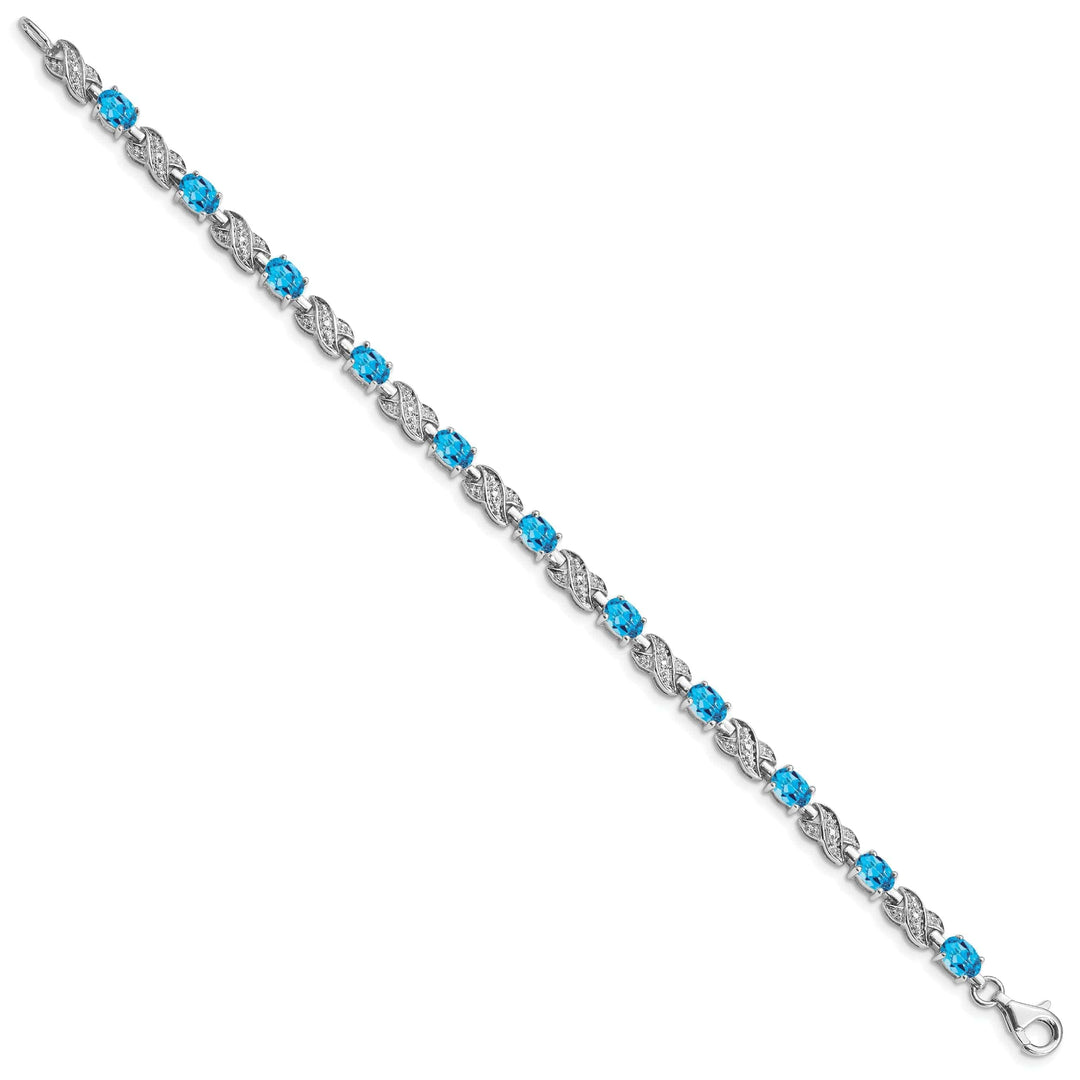 Lovely Rita's Bracelets Silver Polished Blue Topaz Gemstone Bracelet