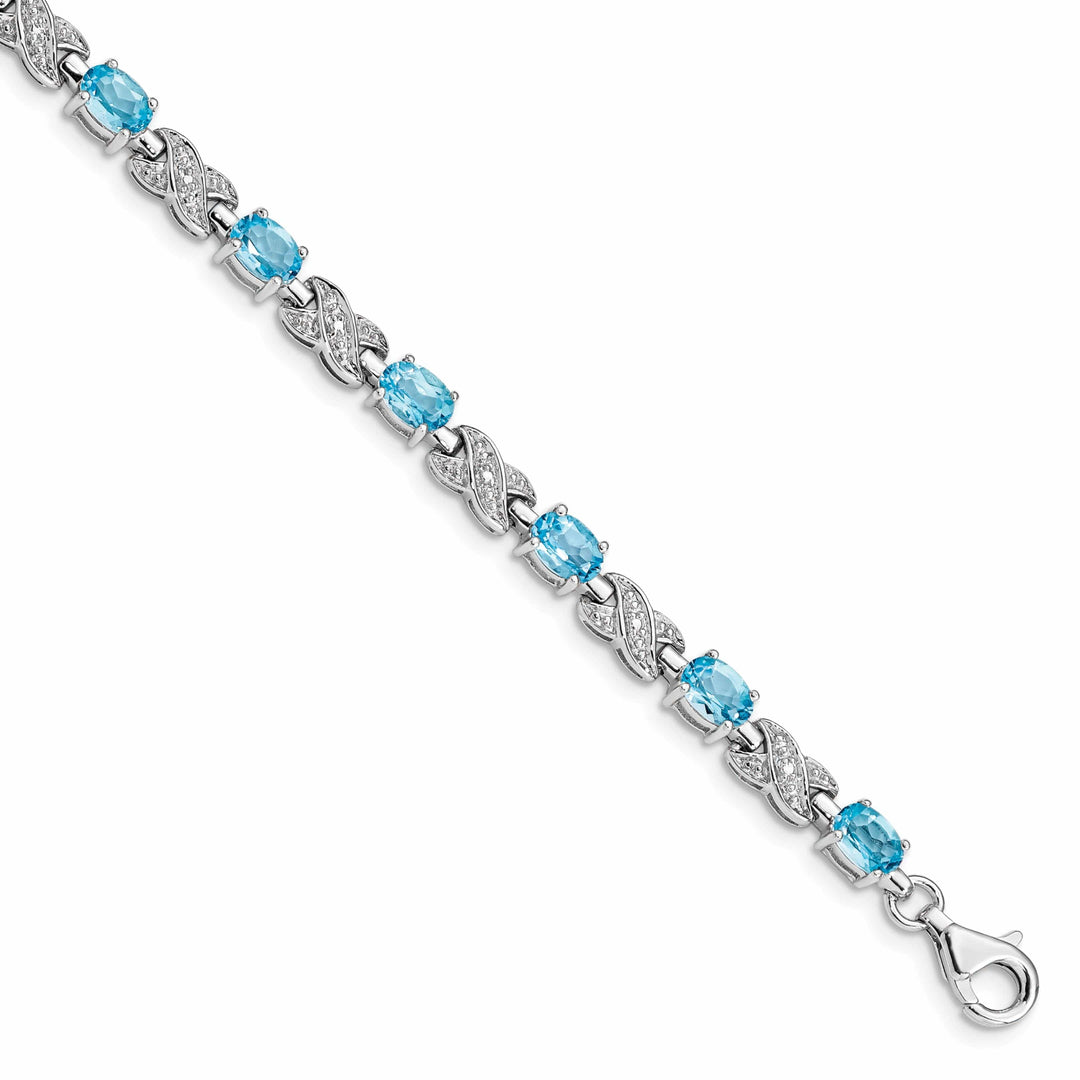 Lovely Rita's Bracelets Silver Polished Blue Topaz Gemstone Bracelet