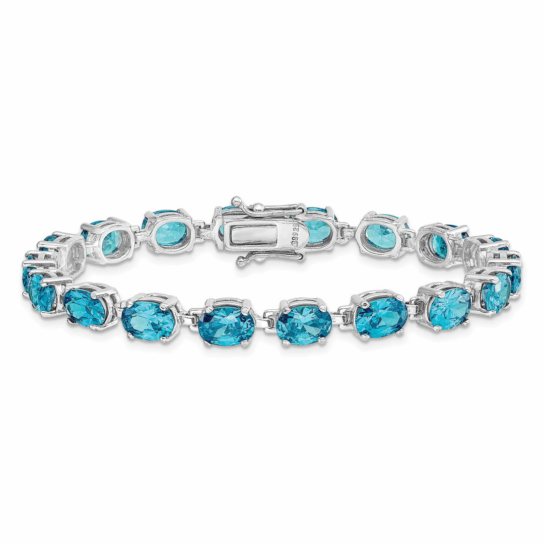 Lovely Rita's Bracelets Silver Polished Blue Topaz Gemstone Bracelet