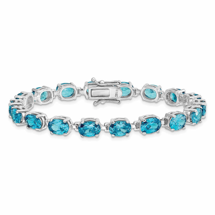 Lovely Rita's Bracelets Silver Polished Blue Topaz Gemstone Bracelet