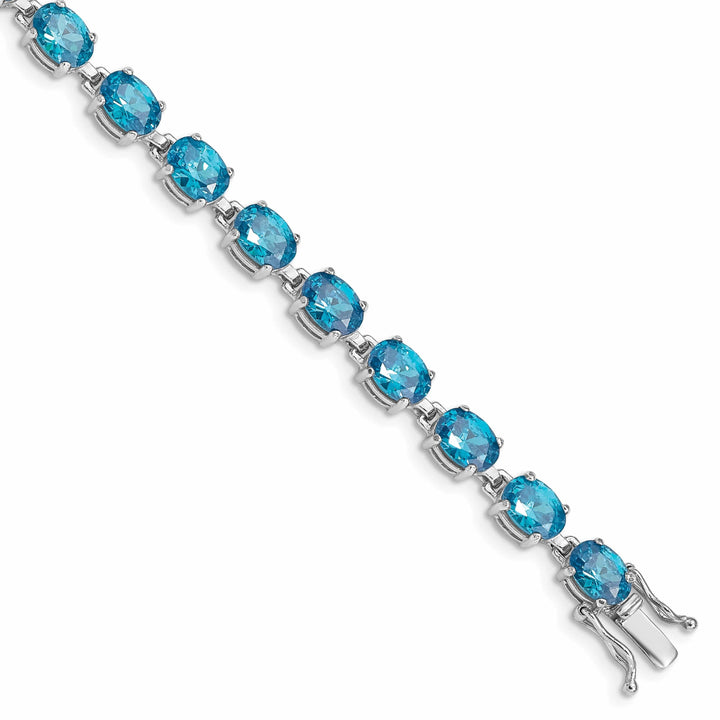 Lovely Rita's Bracelets Silver Polished Blue Topaz Gemstone Bracelet