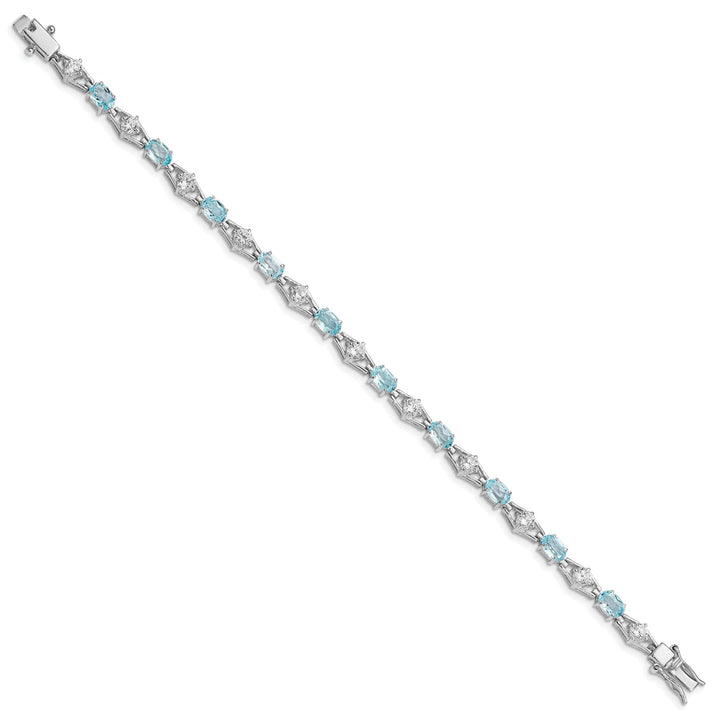 Lovely Rita's Bracelets Silver Polished Blue Topaz Gemstone CZ Bracelet