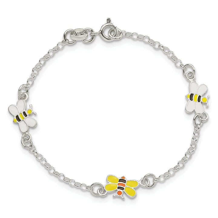 Lovely Rita's Bracelets Silver Polished Childrens Enameled Bee Bracelet