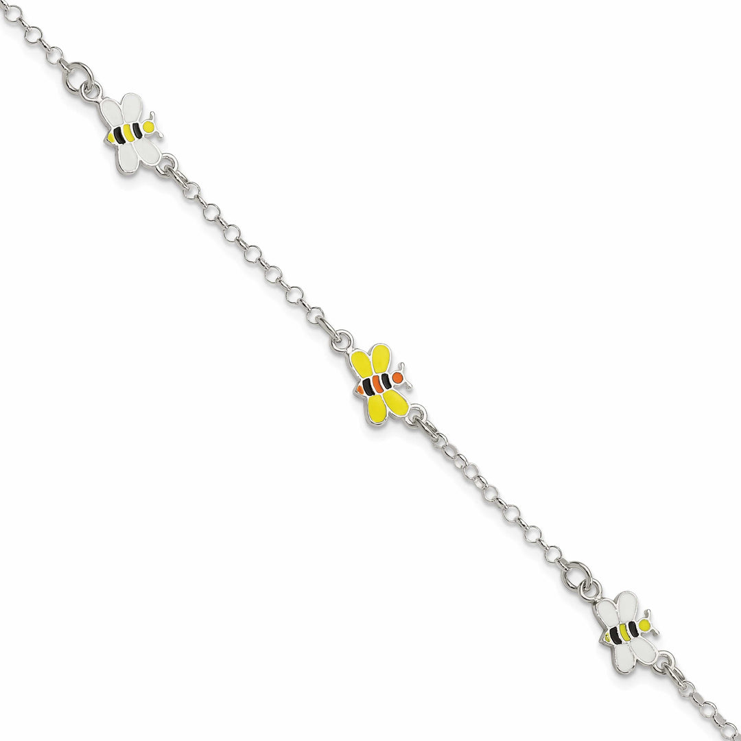 Lovely Rita's Bracelets Silver Polished Childrens Enameled Bee Bracelet