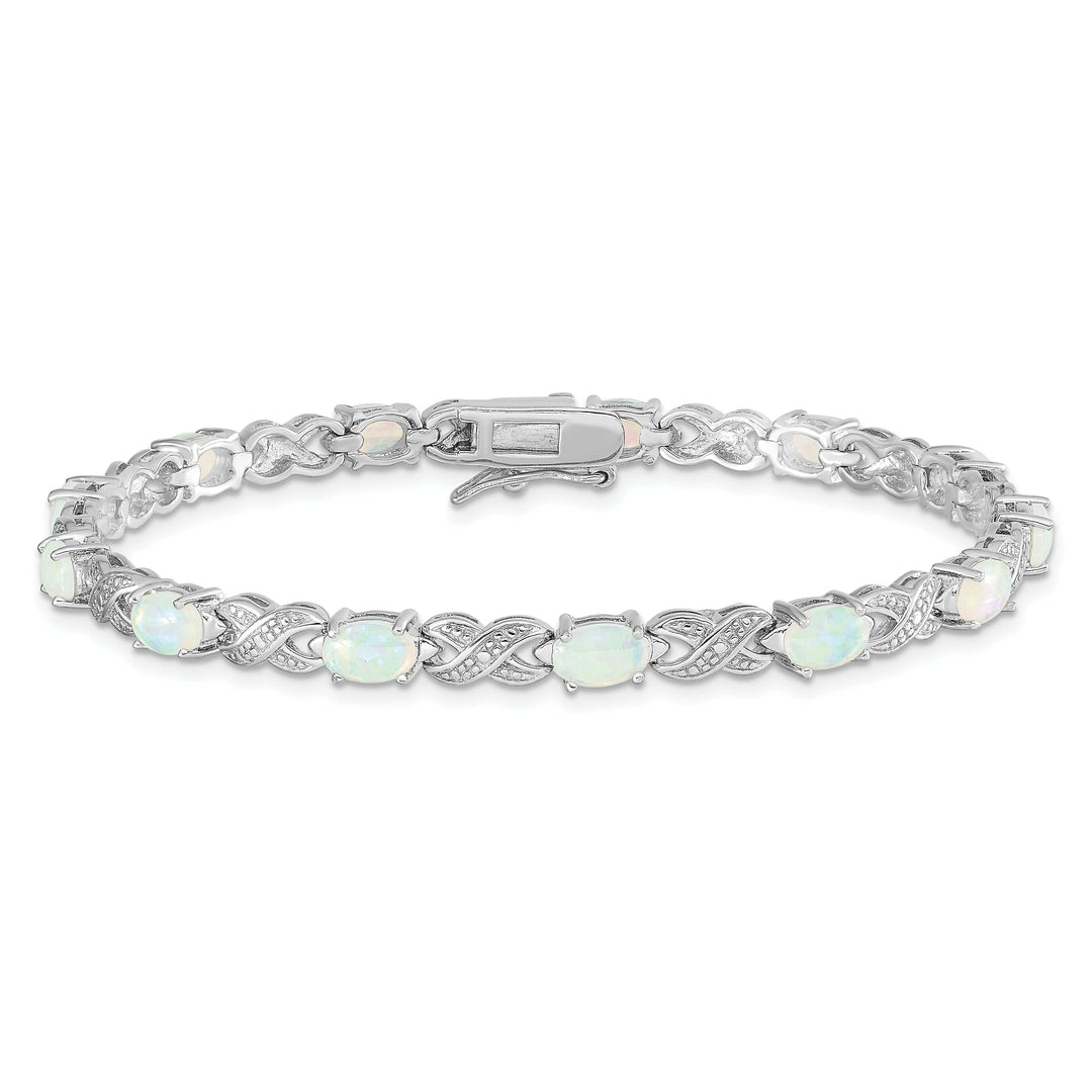 Lovely Rita's Bracelets Silver Polished Created Opal Illusion Bracelet