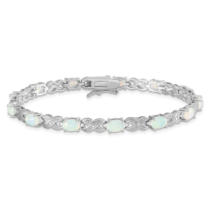 Lovely Rita's Bracelets Silver Polished Created Opal Illusion Bracelet