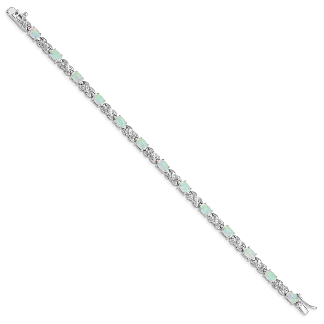 Lovely Rita's Bracelets Silver Polished Created Opal Illusion Bracelet