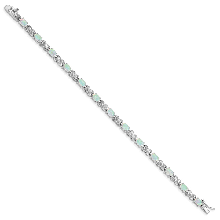 Lovely Rita's Bracelets Silver Polished Created Opal Illusion Bracelet