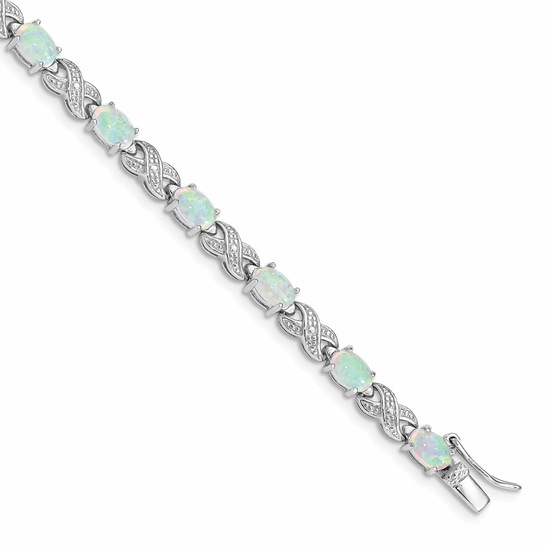 Lovely Rita's Bracelets Silver Polished Created Opal Illusion Bracelet