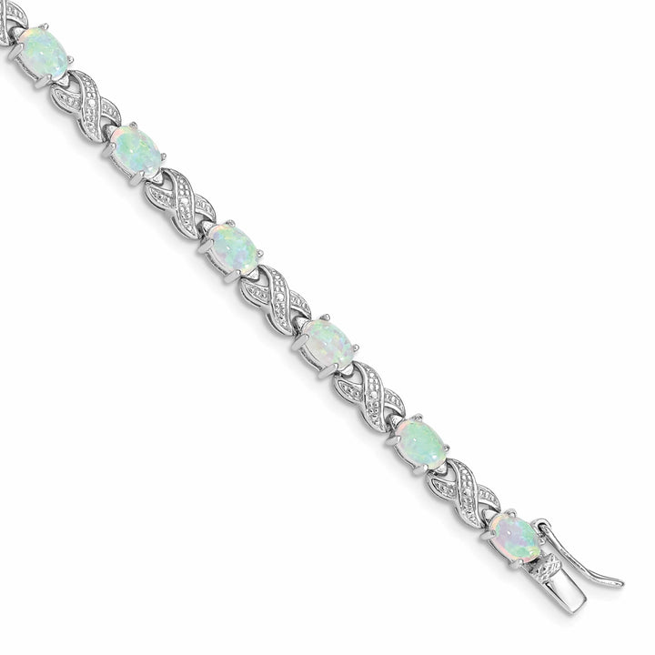 Lovely Rita's Bracelets Silver Polished Created Opal Illusion Bracelet