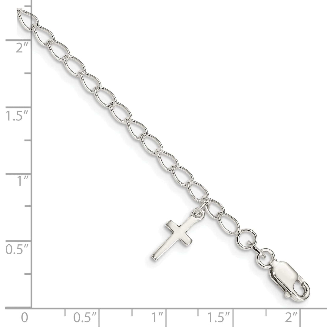 Lovely Rita's Bracelets Silver Polished Cross Charm Childs Bracelet